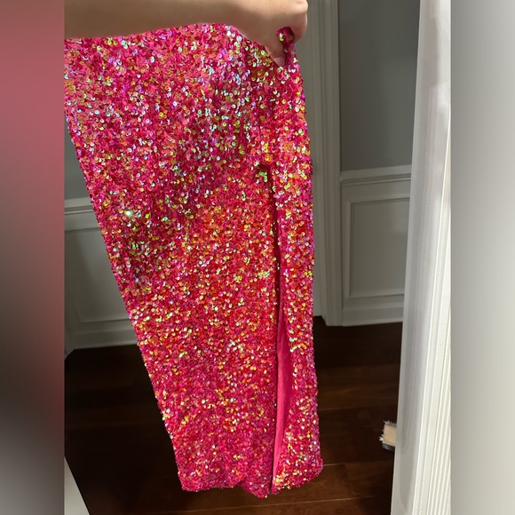 NWT Pink Sequin Maxi Formal Dress With Slit - Picture 7 of 9